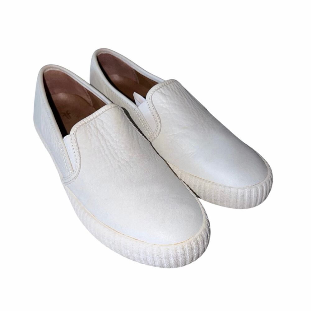 Frye Camille women’s white leather slip on loafer shoes 8M coastal casual